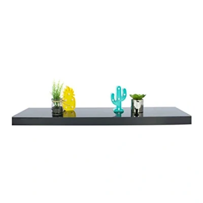 Afbeelding van Anika Zwevend rek, 3 aparte maten en 4 kleuropties, 3,8 cm dik, holle plank, slaapkamer, keuken, woonkamer, kantoor (zwart, 80 cm)