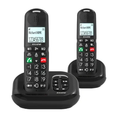 Afbeelding van ALCATEL XL685 Voice Duo draadloze DECT Senior XL telefoon met antwoordapparaat display hoge leesbaarheid grote toetsen audio boost handsfree oproepblokkering 2 handsets zwart
