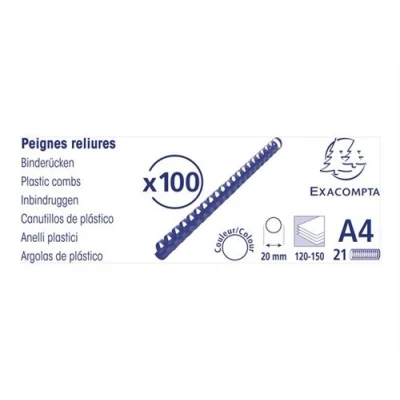 Image de Exacompta Polychlorure de vinyle (PVC) 20 mm 297 21 anneaux A4 (210 x mm) 150 feuilles noir 100 unités boîte peigne reliure
