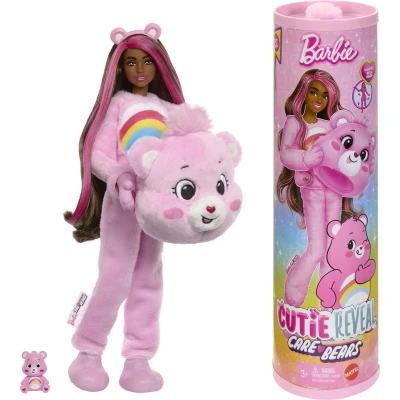 Afbeelding van Barbie Cutie Reveal Series Care Bears, pop met teddybeer kostuum van Cheer Bear, 10 verrassingsaccessoires voor kleurverandering, waaronder een mini beer inbegrepen, speelgoed kinderen, 3 jaar