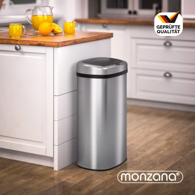 Afbeelding van MONZANA Automatische Prullenbak Sensor 50L 62x40x29cm Zilver