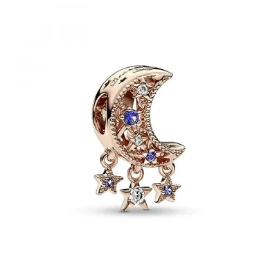 Afbeelding van Charm Pandora Moments 789643C01 Estrella y Luna, één maat, Sterling zilver, Geen edelsteen, edelsteen