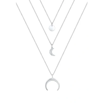 Afbeelding van Elli Korte halsketting halve maan cirkel Kristal 40 cm 0112861416_40, Gefacetteerde maat,
