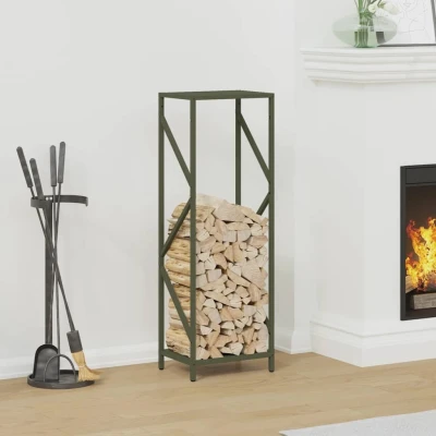Afbeelding van Brandhoutrek 34x25x100 cm koudgewalst staal olijfgroen
