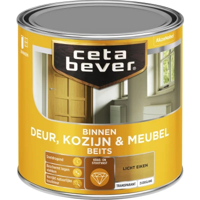 Afbeelding van Ceta Bever Binnenbeits Deur, Kozijn &amp; Meubel Zijdeglans Licht Eiken 0106 0,25 liter Blanke lak Beits