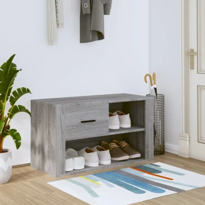Afbeelding van Schoenenkast 80x35x45 cm bewerkt hout grijs sonoma