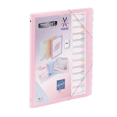 Afbeelding van Viquel Waaiermap Propysoft 12 vakken A4 met elastische sluiting transparant roze
