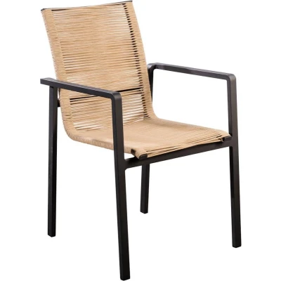 Afbeelding van Ishi stackable dining chair alu black/rope natural Yoi