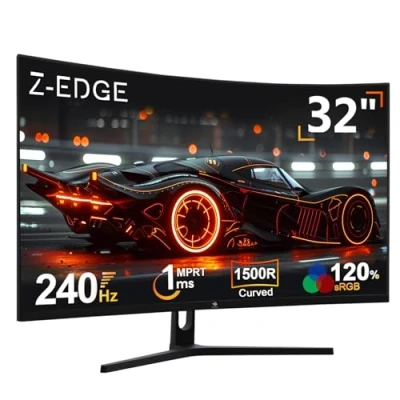 Afbeelding van Z Edge Gebogen gaming monitor 32 inch 240 Hz, 1 ms, FreeSync, 1080P, ultradunne bezel, 1500R VA, verstelbare helling, 2 x HDMI2.0 &amp; DP1.4, RGB ademlicht (HDMI kabel inbegrepen)