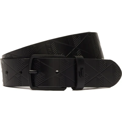 Afbeelding van Lacoste Embossed Monogram Riem, Heren, Maat: 110, Noir