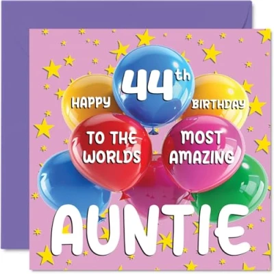 Afbeelding van Verjaardagskaart voor tante World&#039;s Most Amazing Auntie van neef en nichtje, 145 mm x mm, 42 jaar, wenskaarten