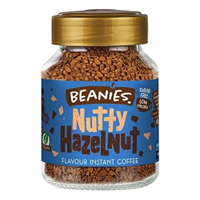 Afbeelding van Beanies instant koffie nutty hazelnut flavoured hazelnoot oploskoffie koffiegeschenk