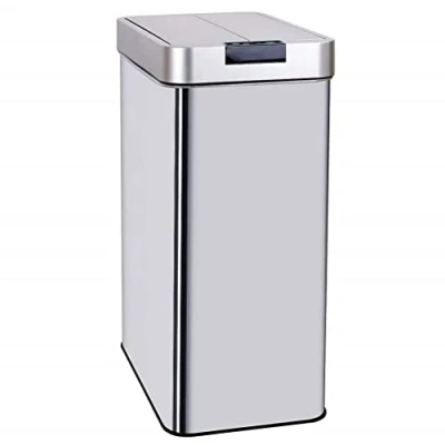 Image de KITCHEN MOVE Poubelle de cuisine automatique 70L SILVERLAKE en acier Inox avec cerclage Ouverture papillon grande capacité