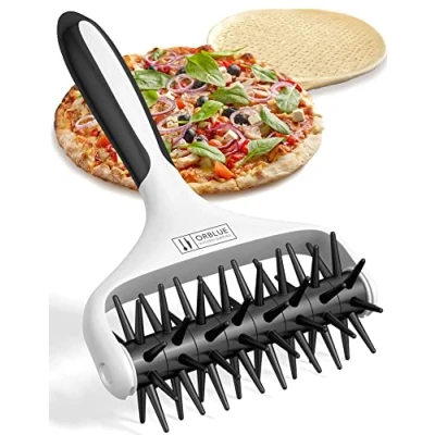 Afbeelding van ORBLUE Pizzadeegdocker, deegroller met spikes voor thuis en commerciële keuken, accessoires het maken van pizza&#039;s die voorkomen dat deeg blaast
