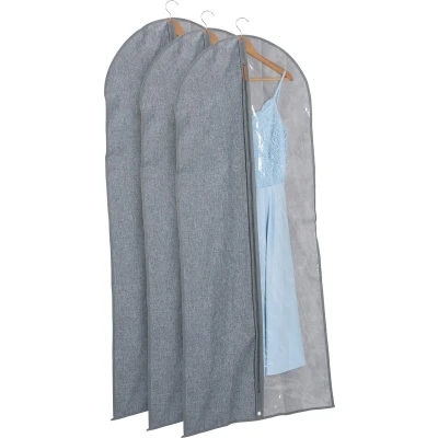 Afbeelding van Relaxdays kledinghoes set van 3 opbergzakken voor kleding half transparant 135x58 cm