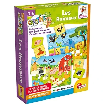 Afbeelding van Lisiciani dierenset educatief spel puzzels en kaarten bosdieren, savanne, zeedieren voor kinderen van 3 tot 6 jaar Carotina