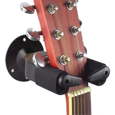 Afbeelding van Surplex Wandhouder voor gitaar, gitaarhanger met automatische veiligheidsvergrendeling, autogrip systeem, alle gitaren, bas, banjo, viools, mandolines, ukelele (zwart)