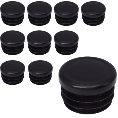 Afbeelding van SKIR&#039;CO Set van 10 ronde buisinzetstukken 27 mm, zwarte kunststof hekpaalstoppen, buisstoppers, zwart RAL 9005