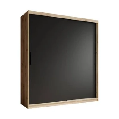 Afbeelding van Meubella Kledingkast Luxor Zwart Eiken 180 cm