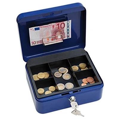 Image de Wedo 145303h caissette à monnaie 5 compartiments avec clip 25 x 18 9 cm bleu