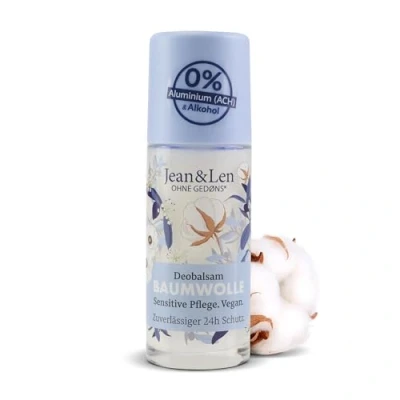 Afbeelding van Jean &amp; Len Katoenen deodorantbalsem, biedt natuurlijk deodorantbescherming tot 24 uur, gevoelige verzorging, ook ideaal na het scheren, deodorant zonder aluminium en alcohol, veganistisch, 50 ml