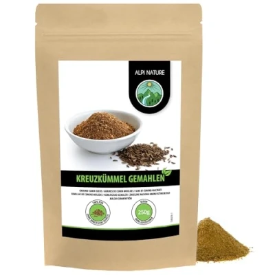 Afbeelding van gemalen komijn (250 g), 100% natuurlijk komijnpoeder, komijnzaad zonder toevoegingen, veganistisch