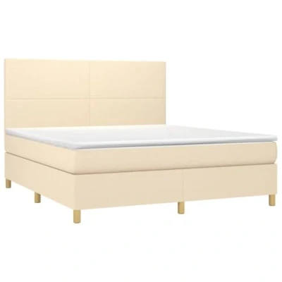 Afbeelding van vidaXL Boxspring met matras en LED stof crèmekleurig 160x200 cm