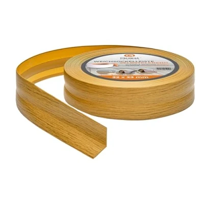 Afbeelding van Quest flexibele plint, zelfklevend, 32 mm x 23 mm, pvc afwerkingstape voor keuken, badkamer, muur, vloer, decoratief, uv bestendig (eiken, 20 m)