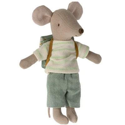 Afbeelding van Maileg knuffelmuis grote broer driewieler mint 13 cm