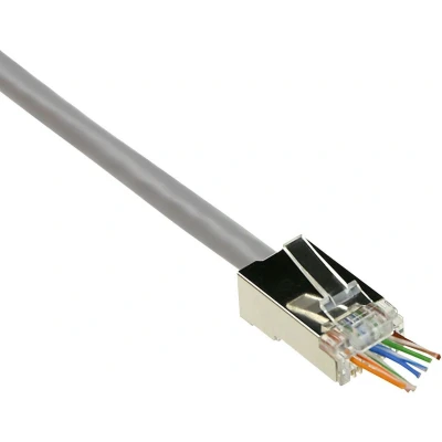 Afbeelding van ACT TD168C RJ45 CAT6 Easyconnect Shielded Modulaire Doorsteek Connector Ronde Kabel Massieve of Soepele aders 25 stuks