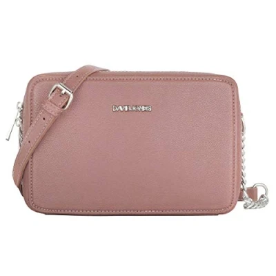 Afbeelding van David Jones Dames Kleine Crossbodytas Vierkant Ketting Schoudertas Handtas PU Leer Ritssluiting Avondtas Clutch Mode Elegant Vrouwen Meisje Crossover Tassen Roze