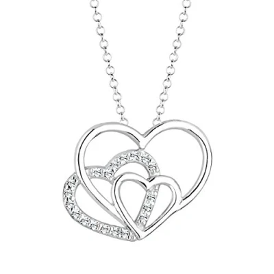 Afbeelding van Elli Triple Heart Ketting, Dames, Maat: 45, Weiß