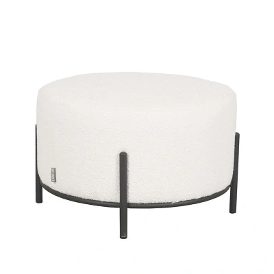 Afbeelding van Troy poef op poten XL 57x57x34cm bouclé ivoor
