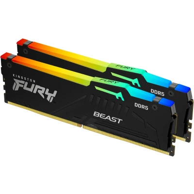 Afbeelding van Kingston FURY Beast RGB DDR5 pakket 64 GB: 2 x 32 GB DIMM 288 PIN 3000 MHz / PC5 48000 CL36 1.25 V niet gebufferd on die ECC zwart
