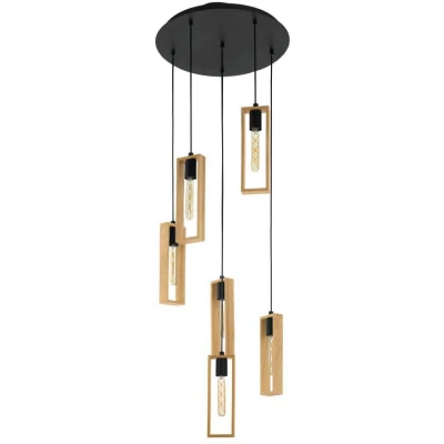 Afbeelding van EGLO Littleton Hanglamp E27 Ø 50 cm hout Zwart/Bruin