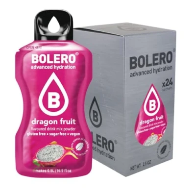 Afbeelding van Bolero drank Dragonfruit 24 zakjes 3 g sticks fruit bereid oplosbaar poeder voor verse dranken in water geproduceerd, 72 gram gezoet met stevia