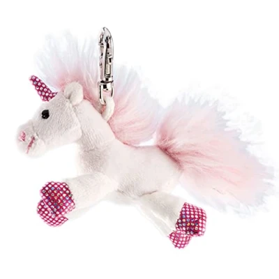 Afbeelding van Schaffer Eenhoorn sleutelhanger 8 cm wit/roze pluche eenhoorn, Wit/Roze, 12 cm, modern, Modern