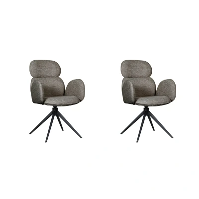 Afbeelding van LABEL51 Eetkamerstoel Vidar Truffel grijs Boucle set van 2