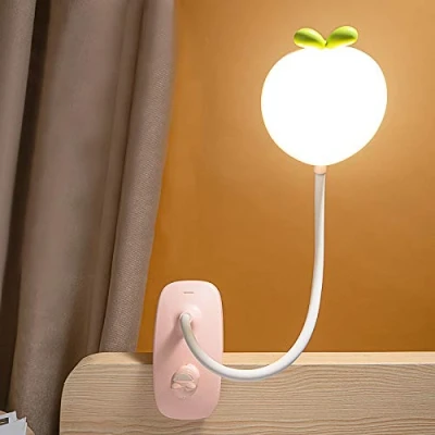 Afbeelding van ACMHNC led klemlamp voor kinderbed, flexibel, 360 graden, leesapparaat, clip on 3 verlichtingsmodi en 5 dimbare intensiteit, bureaulamp, draadloos, oplaadbaar, USB, boek in bed, roze