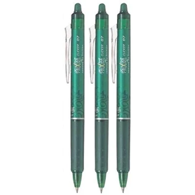 Afbeelding van Pilot Frixion Clicker BLRT FR7 rollerbalpen, intrekbaar, dun, uitwisbaar, 0,7 mm punt, 0,35 mm, groen, 3 stuks