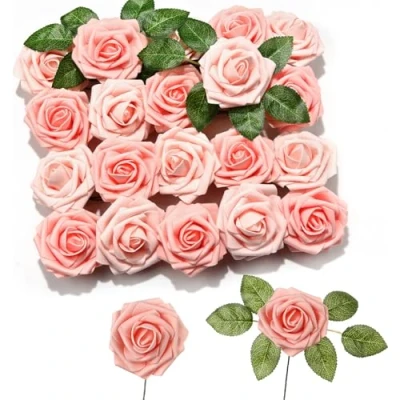 Afbeelding van PartyWoo Kunstrozen, 20 stuks kunstbloemen, decoratieve bloemen, schuimrozen, kunstbloemen decoratie, voor verjaardagsdecoratie, bruiloftsdecoratie, feestdecoratie, roze