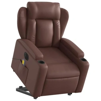 Image de vidaXL Fauteuil inclinable de massage électrique marron similicuir3204063