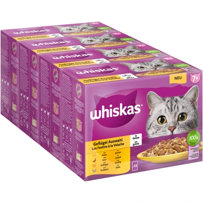 Afbeelding van 48x85g Senior 7+ Gevogelte selectie in gelei Whiskas Kattenvoer Maaltijdzakjes