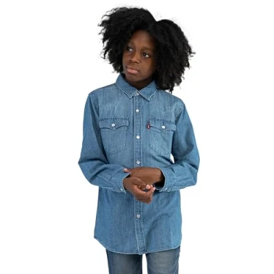 Afbeelding van Levi&#039;s Kids Lvb Barstow Western shirt 9e6866 T voor jongens, Vintage Stone