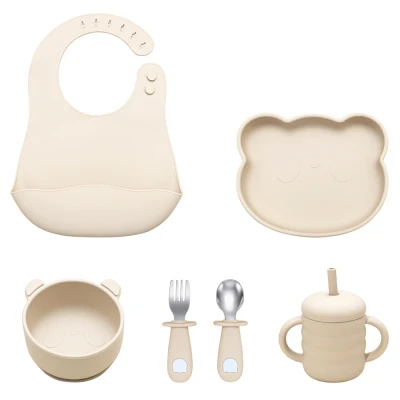 Afbeelding van Dutsi Beertje Baby Eetset Perfecte Starterset voor Jonge Eters Beige