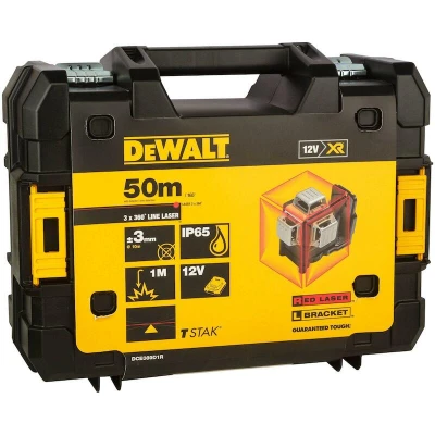 Afbeelding van DeWalt DCE089D1R 10,8V Li Ion accu zelfnivellerende 3x 360 graden multilijnlaser set (1x 2.0Ah accu) in koffer 3 lijnen 15m