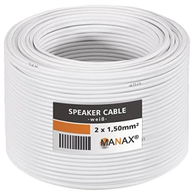 Afbeelding van Manax Luidsprekerkabel 2 x 1,50 mm² CCA (luidsprekerkabel/audiokabel) mm2 10 m 1 ring wit.