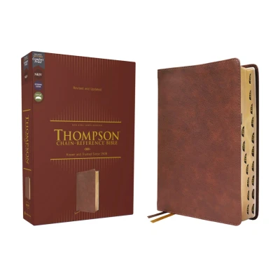 Afbeelding van NKJV, Thompson Chain Reference Bible, Leathersoft, Brown, Red Letter, Thumb Indexed, Comfort Print