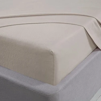 Afbeelding van Sleepdown Flanellen hoeslaken, 100% geborsteld katoen, zacht en comfortabel, 25 cm, crème Super King