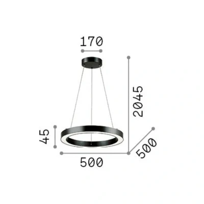 Afbeelding van Ideal Lux LED hanglamp Oracle, zwart, 3.000 K, Ø 50 cm